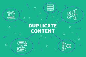 Conceptual business illustration with the words duplicate content